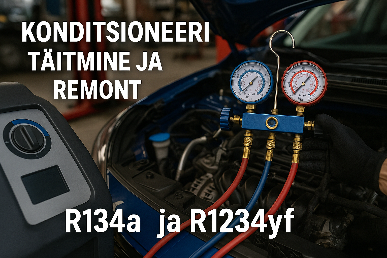 Konditsioneeri täitmine R134a ja r1234jf